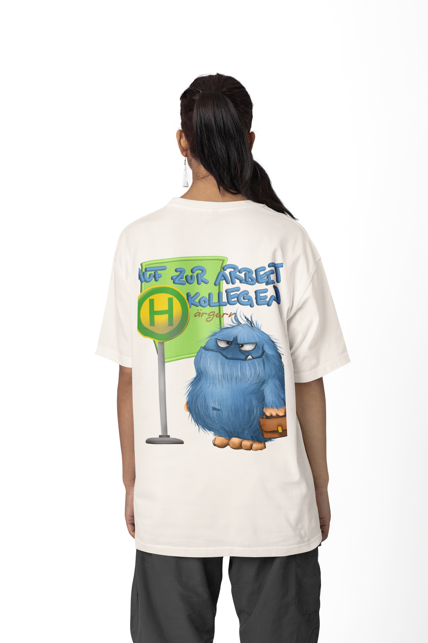 T-Shirt mit XXL Druck Kruegerhausdesign Monster in creme, wähle dein Motiv siehe Bilder