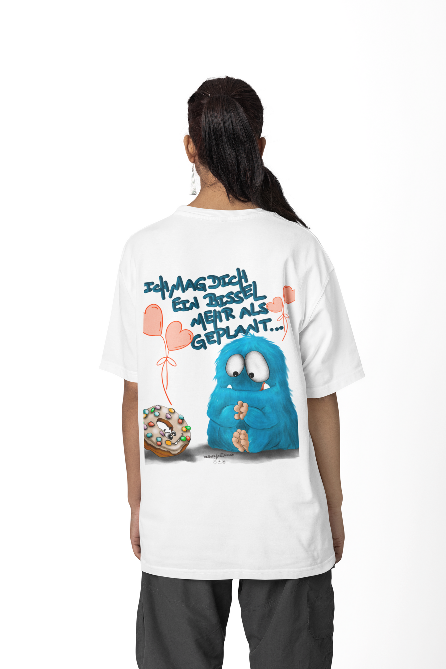 T-Shirt mit XXL Druck Kruegerhausdesign Monster in weiß, wähle dein Motiv siehe Bilder