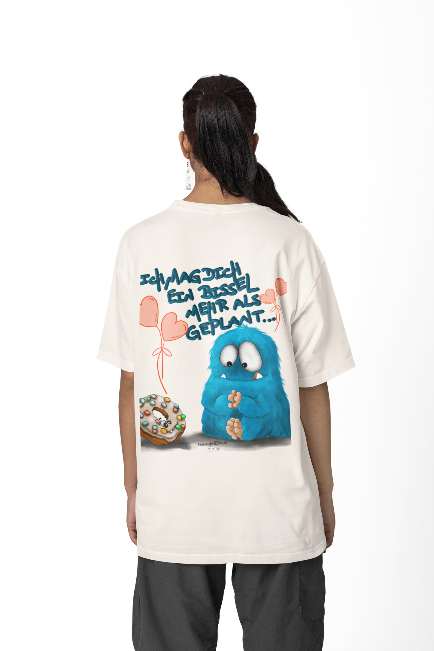 T-Shirt mit XXL Druck Kruegerhausdesign Monster in creme, wähle dein Motiv siehe Bilder