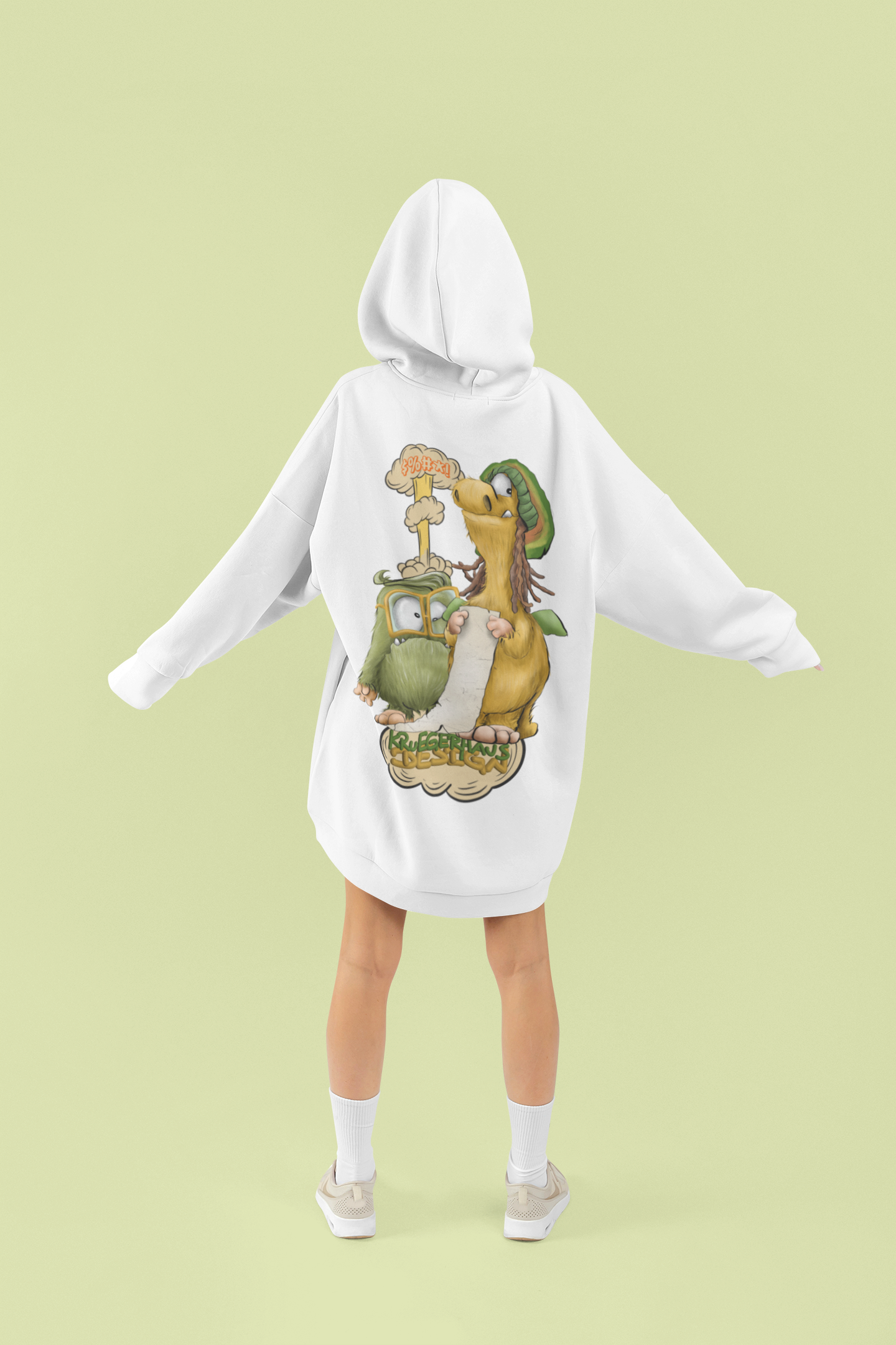 Unisex Hoodie XXL Druck Kruegerhausdesign Monster in weiß, Motivwahl siehe Bilder (Kopie)