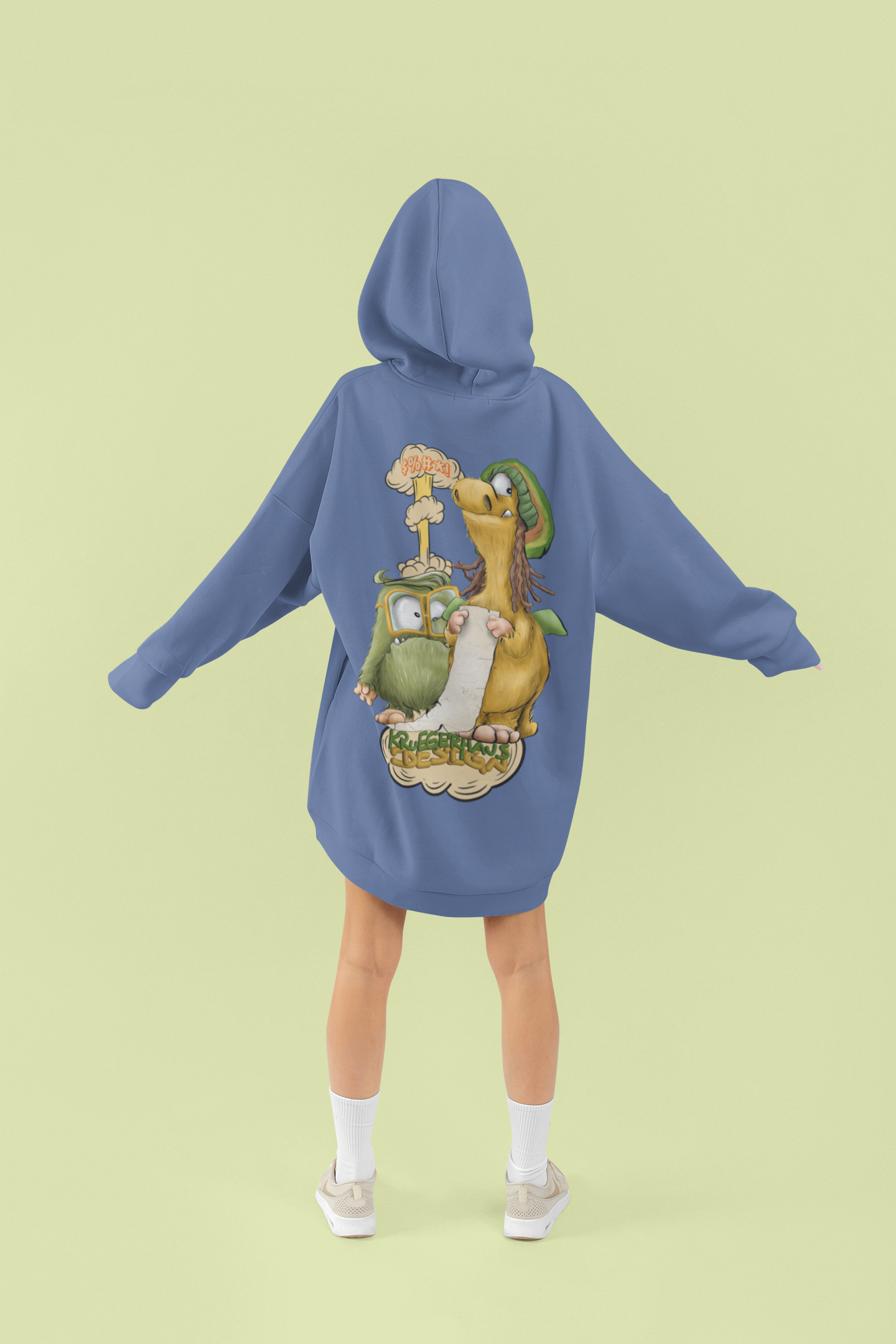 Unisex Hoodie XXL Druck Kruegerhausdesign Monster in blau, Motivwahl siehe Bilder