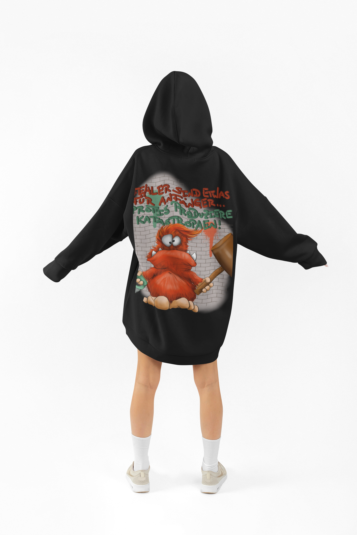 Unisex Hoodie XXL Druck Kruegerhausdesign Monster, Gr. XXL, schwarz, Fehler sind für Anfänger