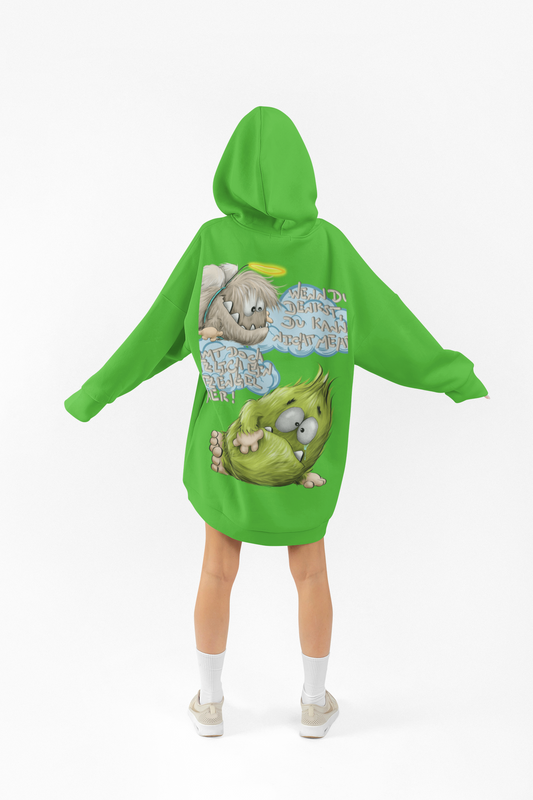 Unisex Hoodie XXL Druck Kruegerhausdesign Monster, Gr. L, lime grün. Wenn du denkst , du kannst nicht mehr...