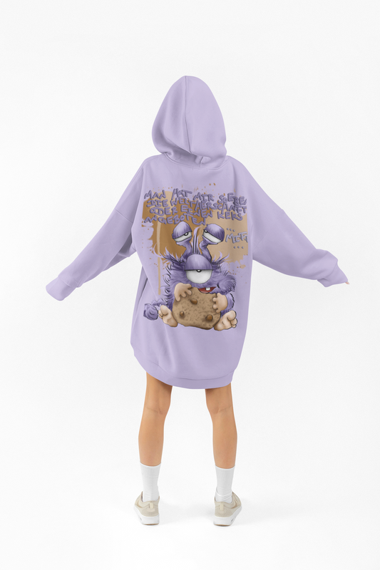 Unisex Hoodie XXL Druck Kruegerhausdesign Monster in flieder Gr. XL, Monster: Man hat mir soeben die Weltherrschaft oder einen Keks angeboten...
