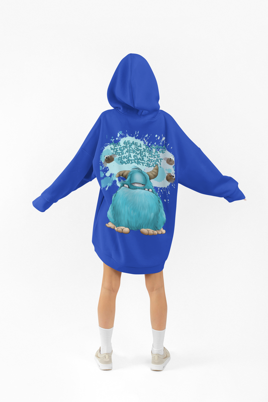 Unisex Hoodie XXL Druck Kruegerhausdesign Monster in royal blau Gr. XL, Mir gehen ja schon wieder Dinge auf die Nerven...
