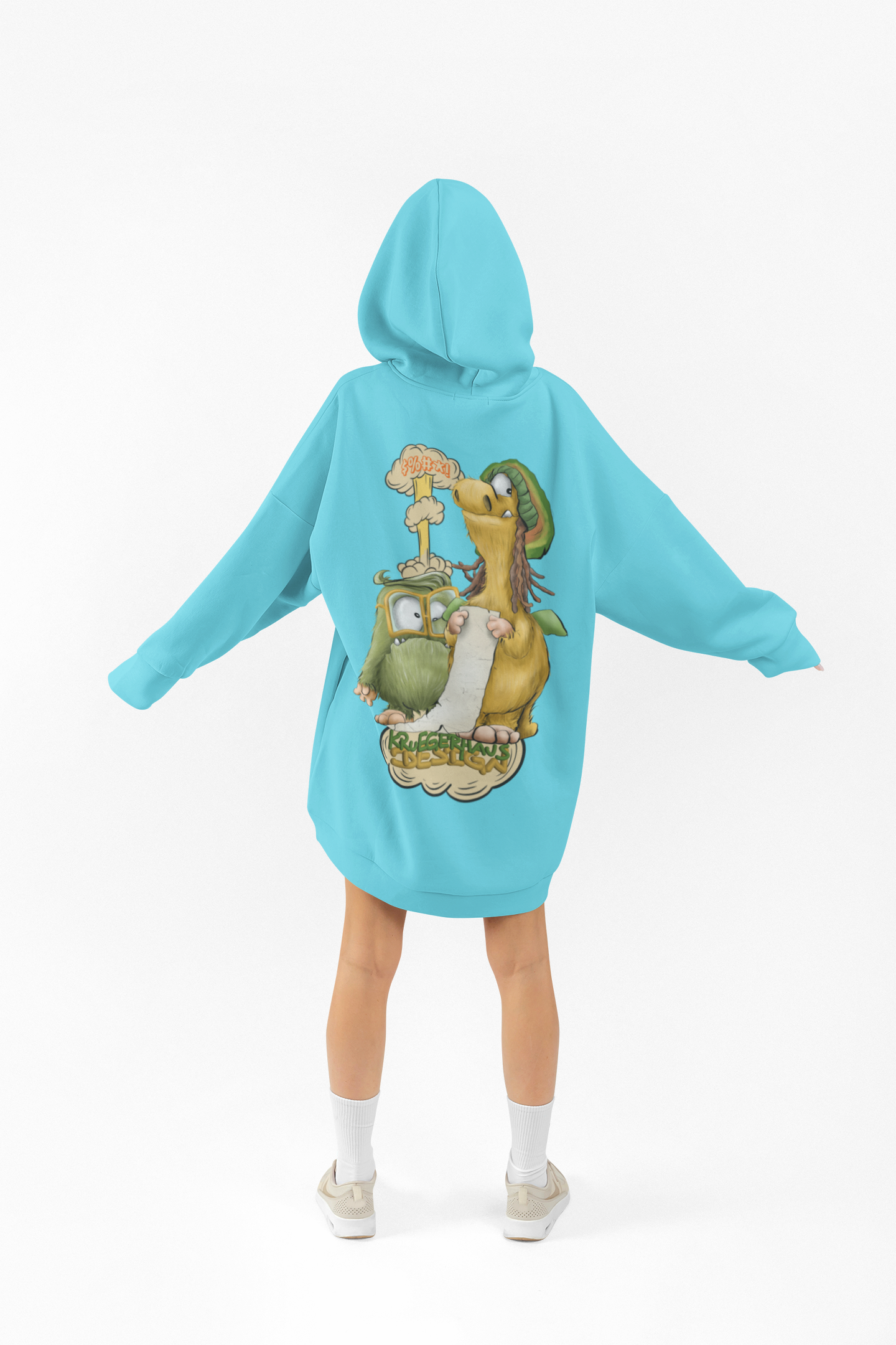 Unisex Hoodie XXL Druck Kruegerhausdesign Monster in hell türkis, Motivwahl siehe Bilder