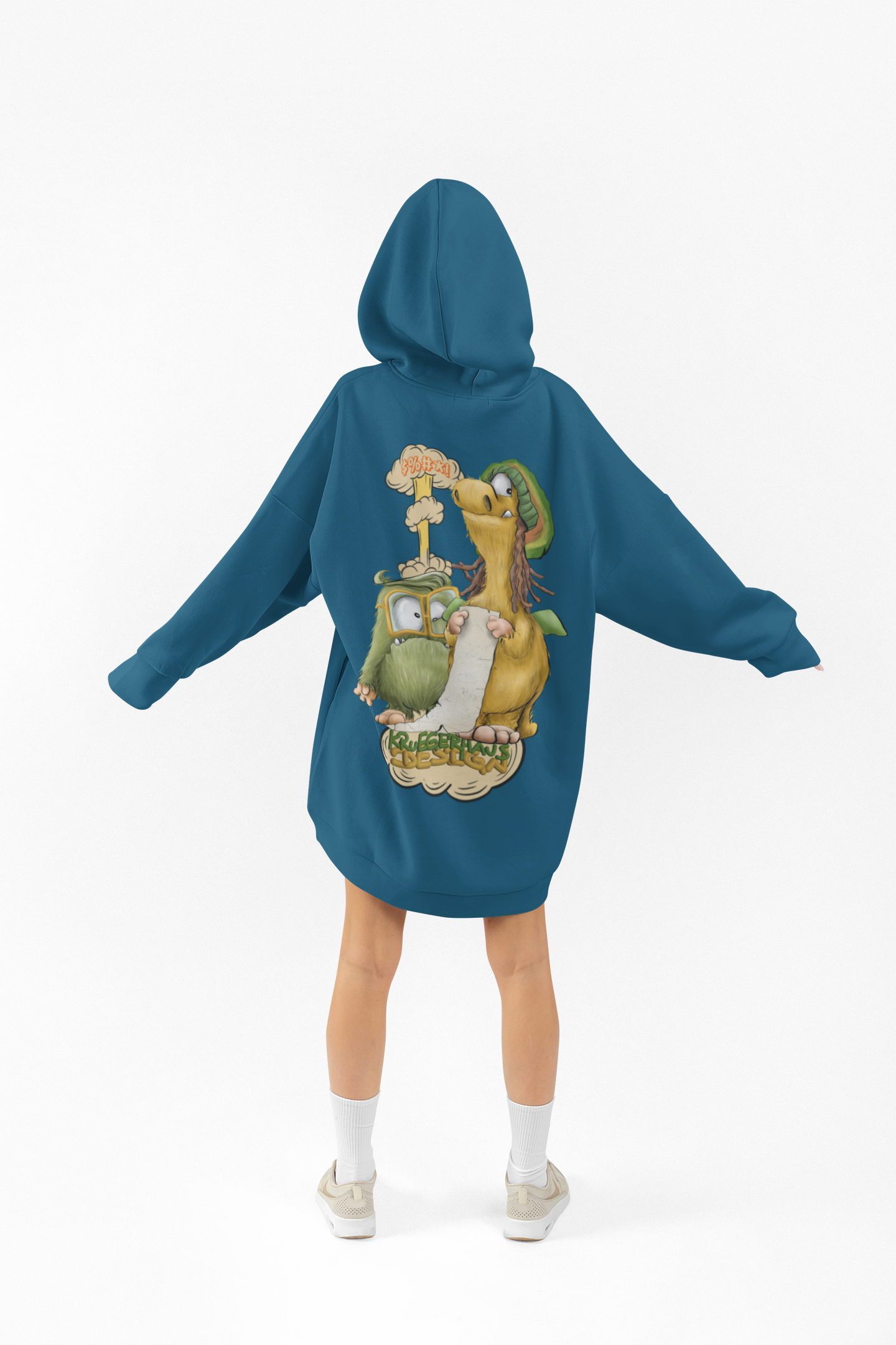 Unisex Hoodie XXL Druck Kruegerhausdesign Monster Petrol, Motivwahl siehe Bilder