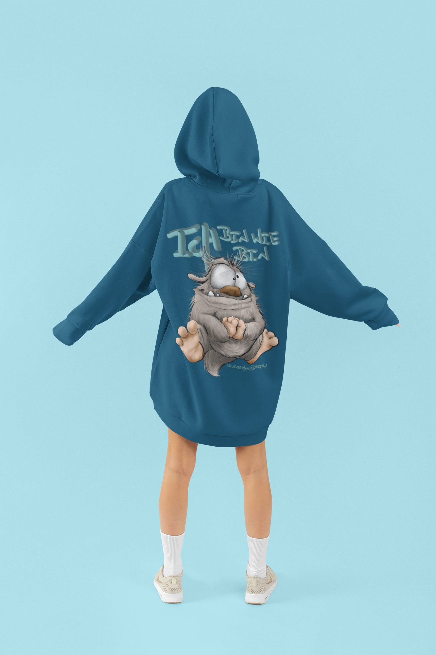 Unisex Hoodie XXL Druck Kruegerhausdesign Monster Petrol, Motivwahl siehe Bilder