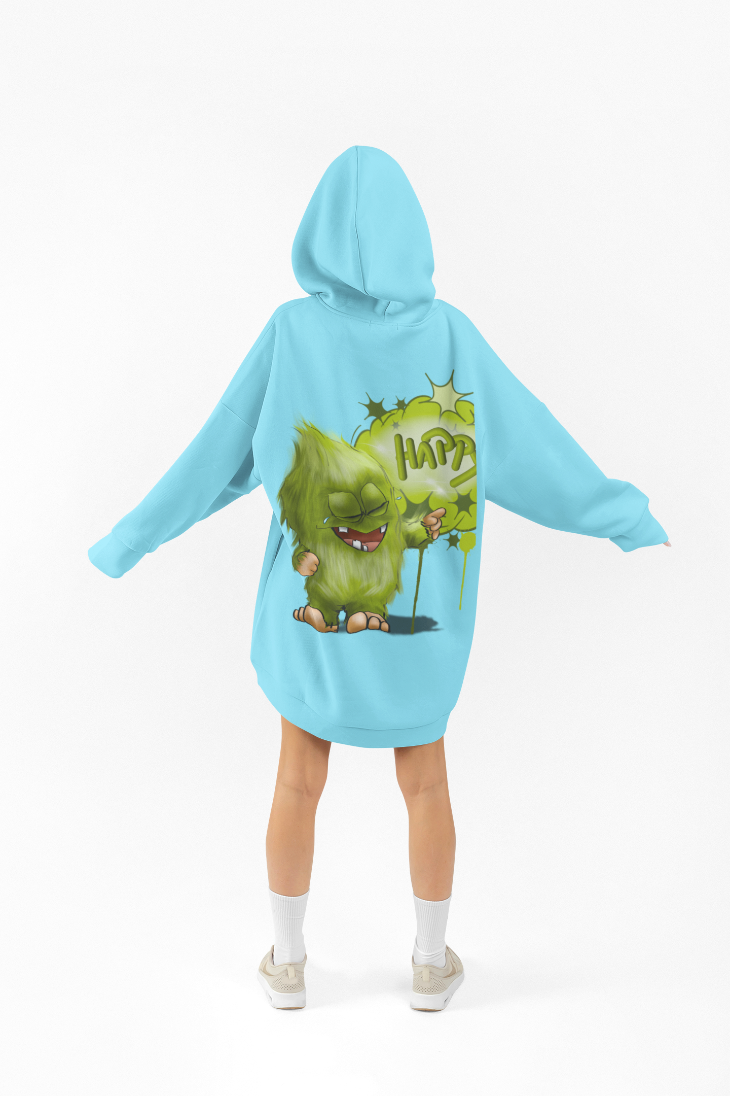 Unisex Hoodie XXL Druck Kruegerhausdesign Monster in hell türkis, Motivwahl siehe Bilder