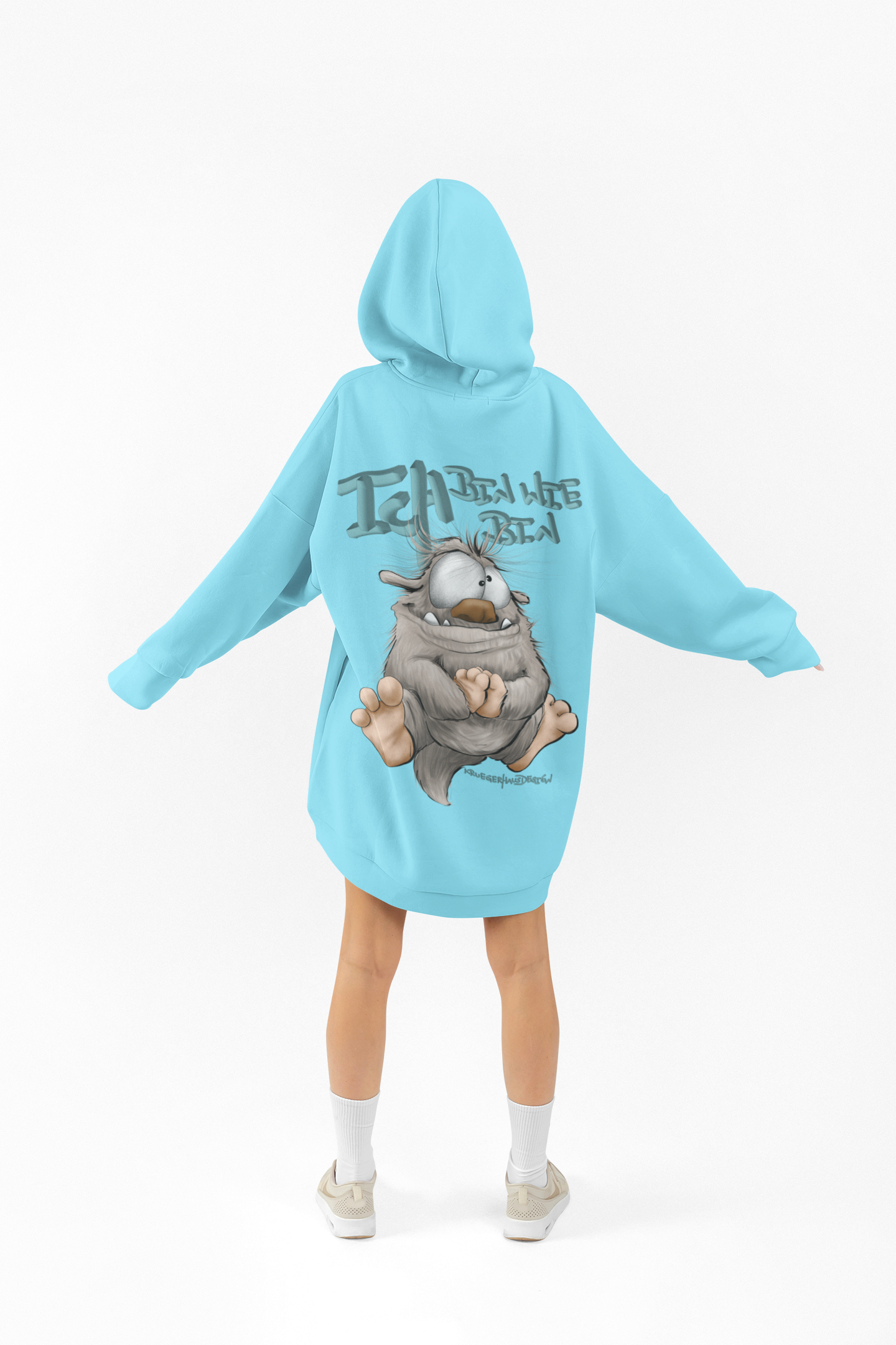 Unisex Hoodie XXL Druck Kruegerhausdesign Monster in hell türkis, Motivwahl siehe Bilder