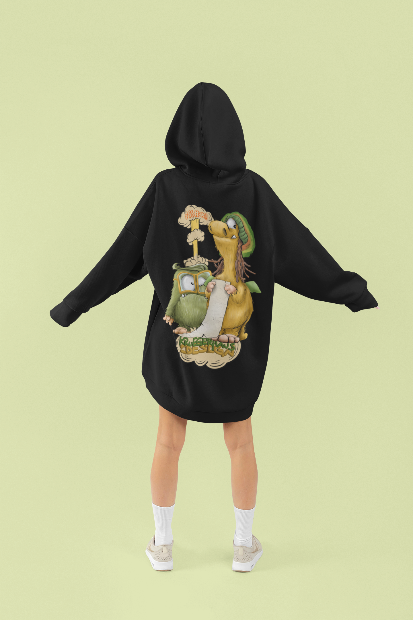 Unisex Hoodie XXL Druck Kruegerhausdesign Monster in schwarz, Motivwahl siehe Bilder