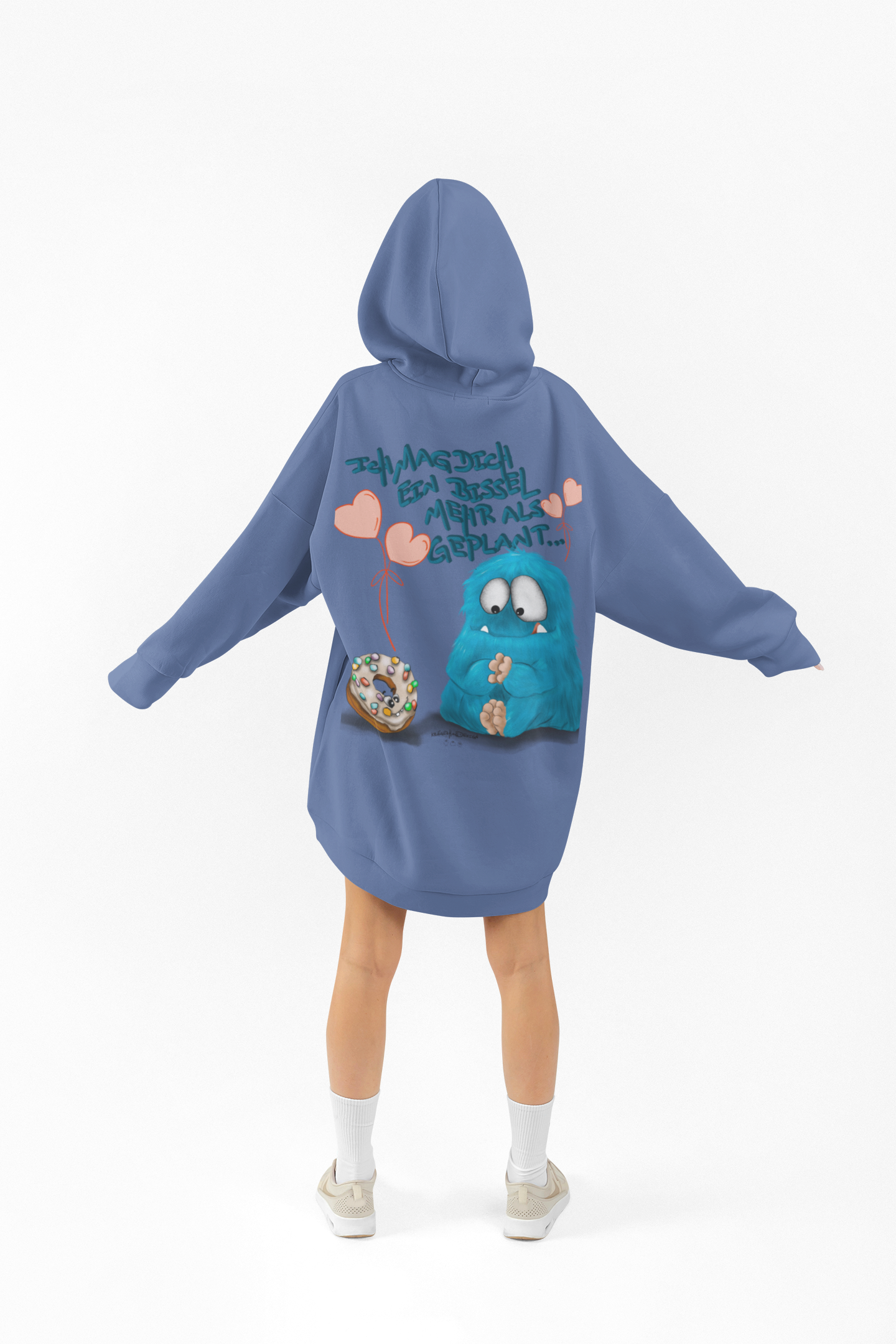 Unisex Hoodie XXL Druck Kruegerhausdesign Monster in blau, Motivwahl siehe Bilder