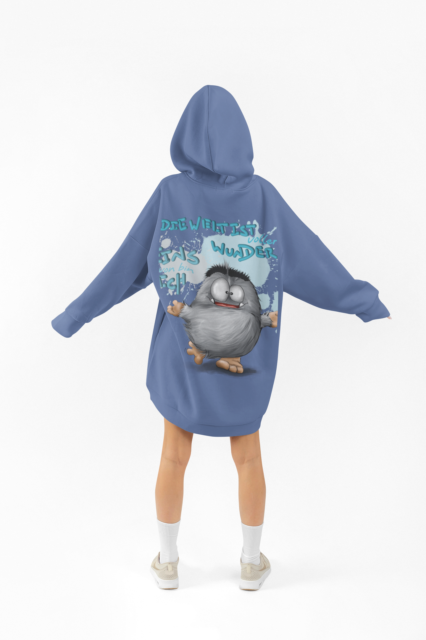 Unisex Hoodie XXL Druck Kruegerhausdesign Monster in blau, Motivwahl siehe Bilder