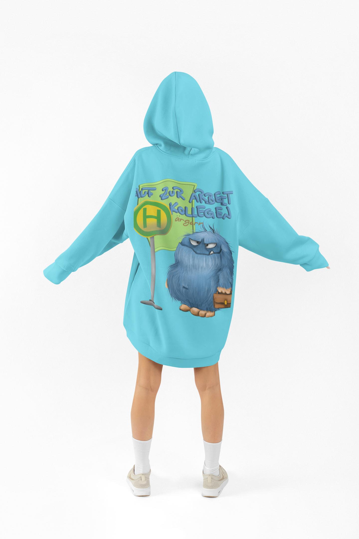 Unisex Hoodie XXL Druck Kruegerhausdesign Monster in hell türkis, Motivwahl siehe Bilder