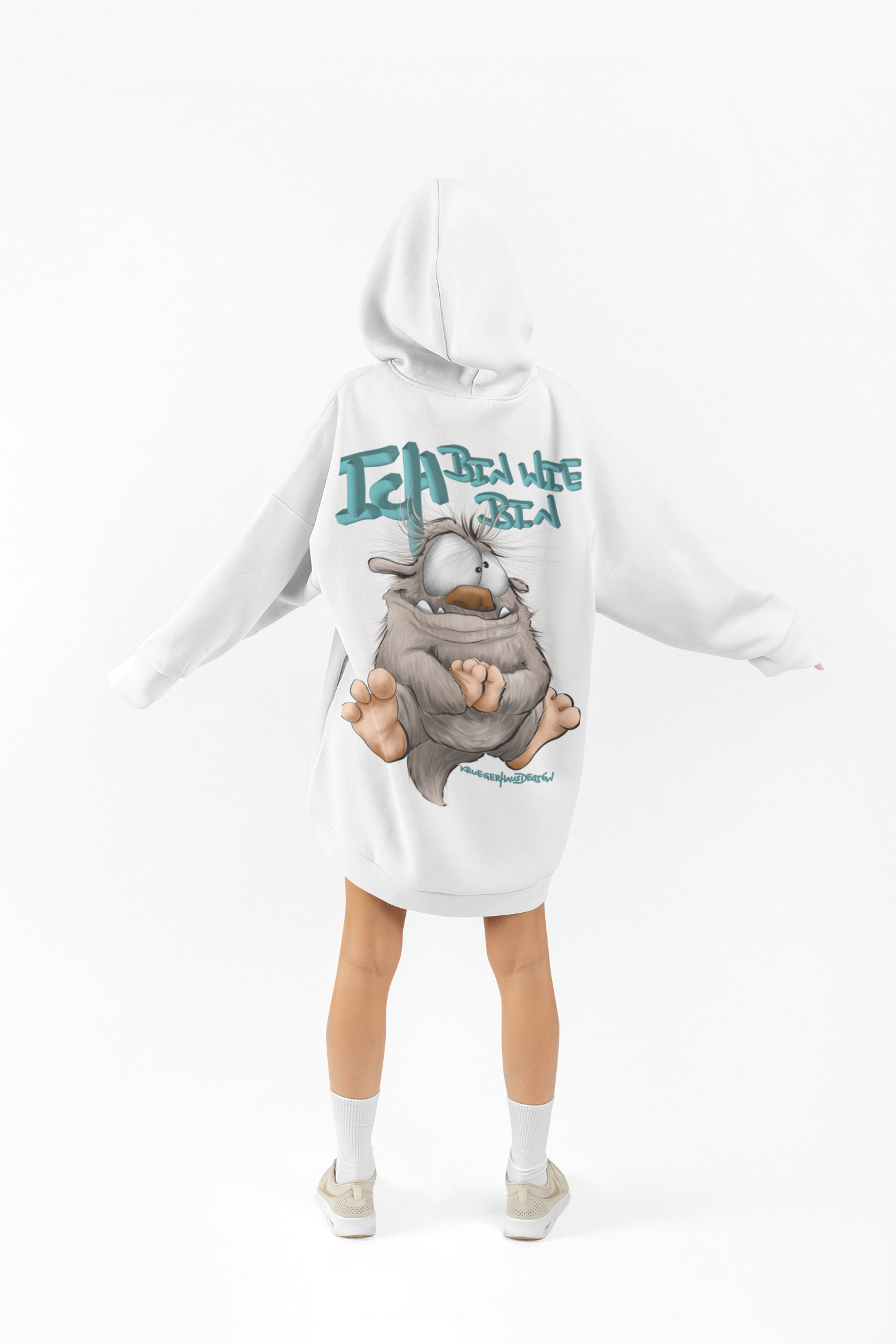 Unisex Hoodie XXL Druck Kruegerhausdesign Monster in weiß, Motivwahl siehe Bilder (Kopie)