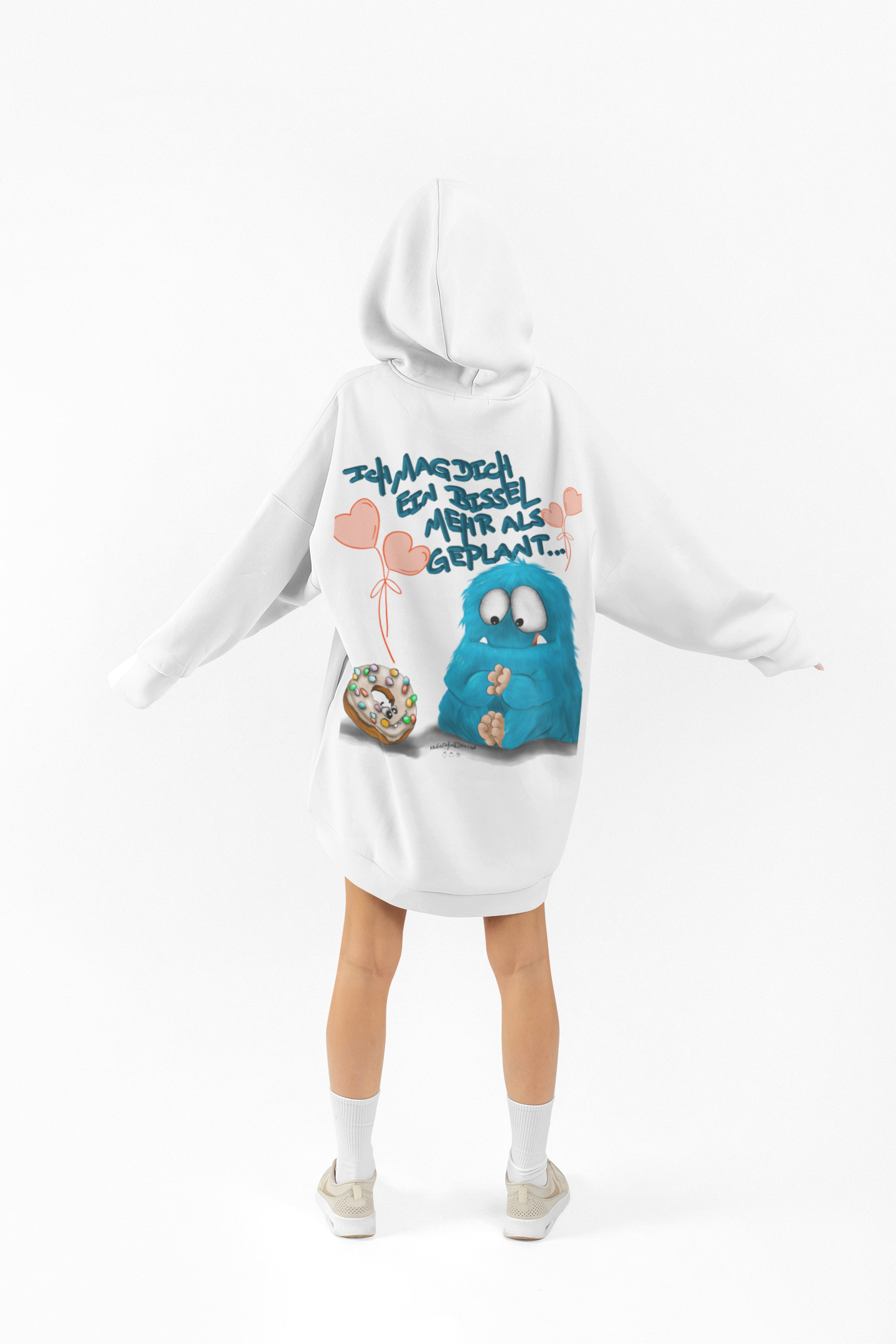 Unisex Hoodie XXL Druck Kruegerhausdesign Monster in weiß, Motivwahl siehe Bilder (Kopie)