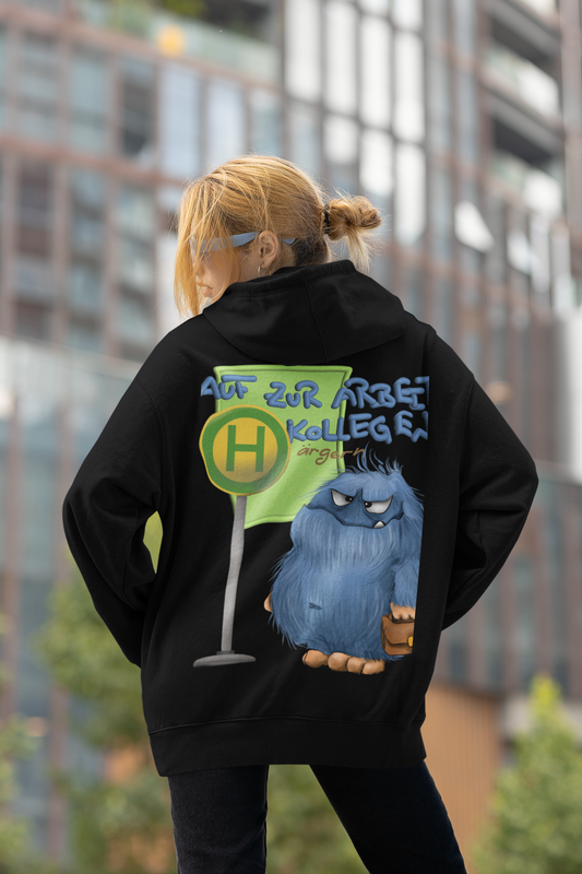 Unisex Hoodie Jacke XXL Druck Kruegerhausdesign Monster in schwarz Gr. 3XL, Auf zur Arbeit Kollegen ärgern!