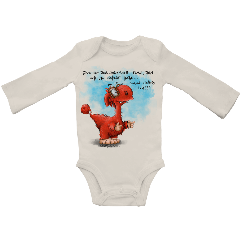 Baby Bio Bodysuite Langarm, Body Kruegerhausdesign Monster mit Spruch, Das ist der dümmste Plan...