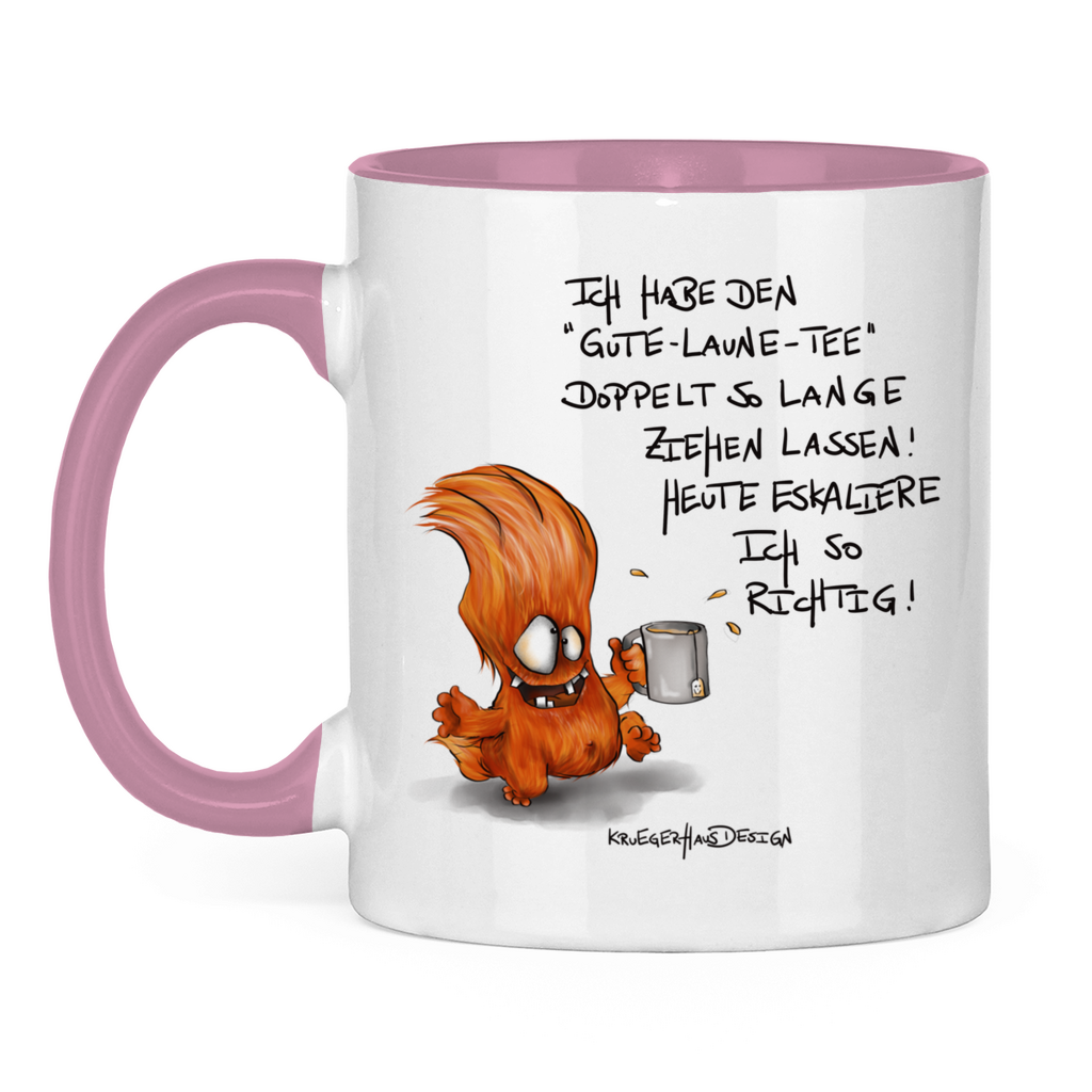 Tasse zweifarbig, Kaffeetasse, Teetasse, Kruegerhausdesign Monster mit Spruch, Ich habe den Gute-Laune-Tee...  #45