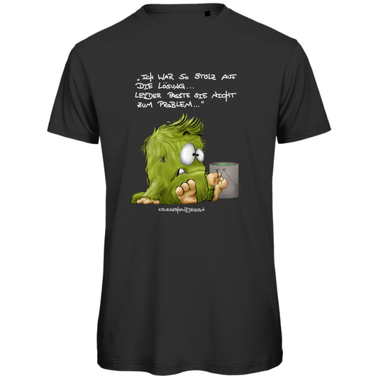 Herren Premium Bio T-Shirt, Kruegerhausdesign Monster Spruch, helle Schrift, Ich war so stolz ... 298a