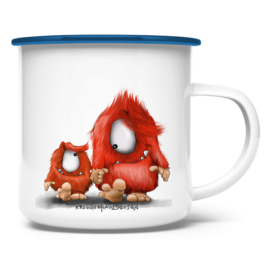 Emaille Tasse, Camping, Outdoor Tasse, Du und ich... nur Monster Druck