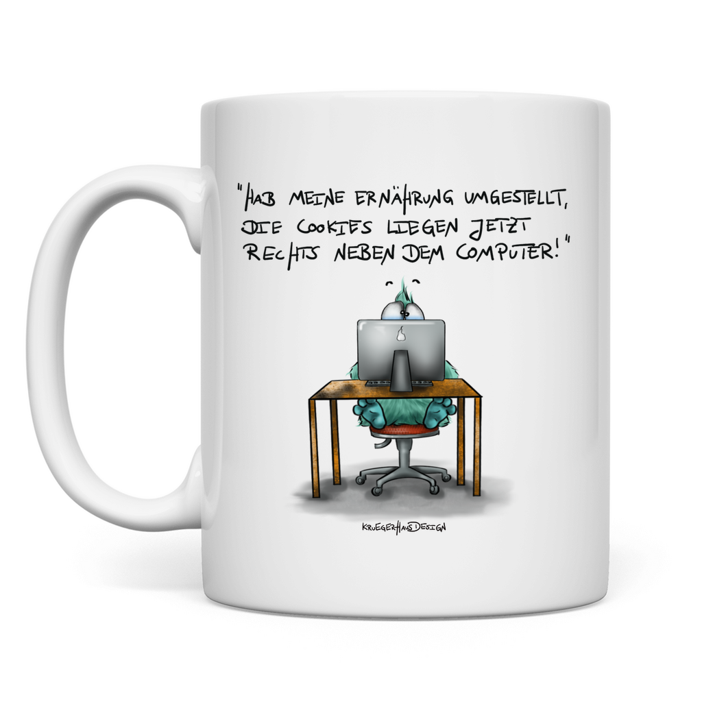 Tasse, Kaffeetasse, Teetasse, Kruegerhausdesign Monster und Spruch, Ich habe meine Ernährung umgestellt... #30