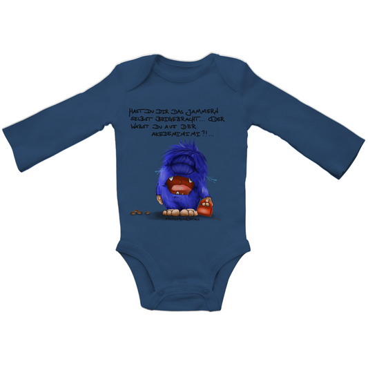 Baby Bio Bodysuite Langarm, Body, Kruegerhausdesign Monster Spruch, schwarze Schrift, Hast du das Jammern ... #144