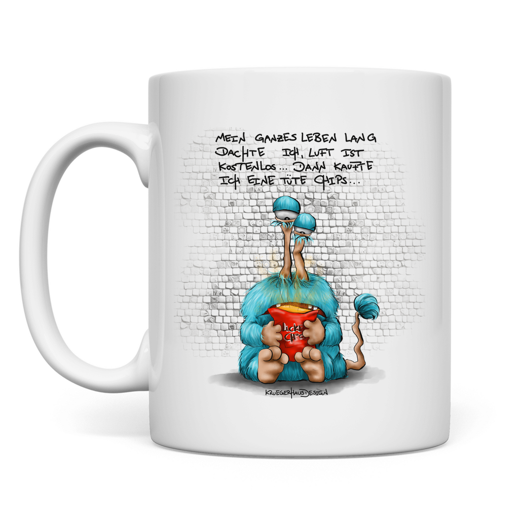 Tasse, Kaffeetasse, Teetasse, Kruegerhausdesign Monster mit Spruch, Mein ganzes Leben lang dachte... #315