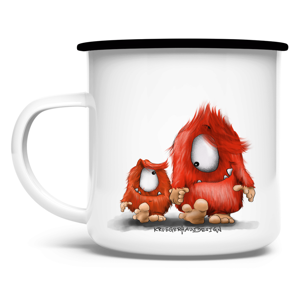 Emaille Tasse, Camping, Outdoor Tasse, Du und ich... nur Monster Druck