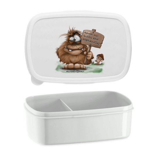 Lunchbox, Brotdose, Kruegerhausdesign Monster mit Spruch, Pechvogel und Glückspilz