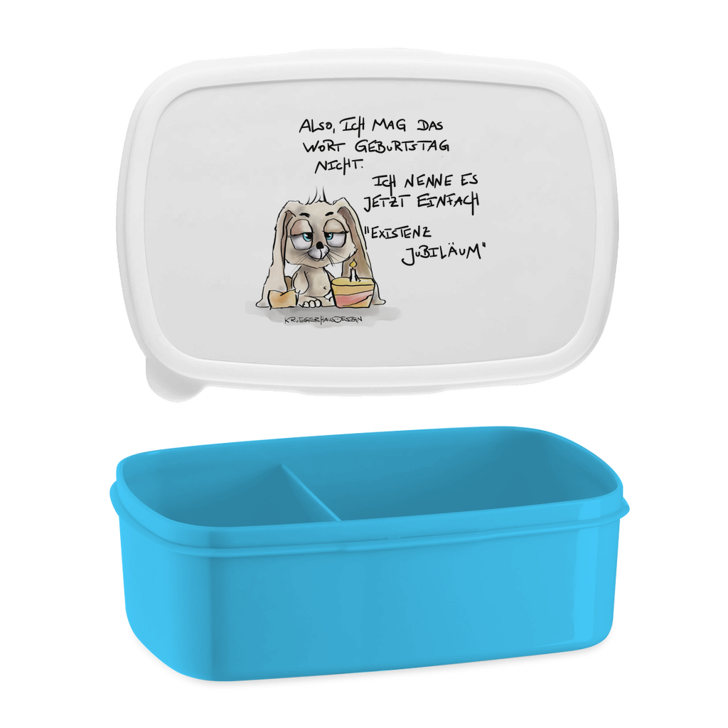 Lunchbox mit Aufteilung, Brotdose,  Kruegerhausdesign Monster mit Spruch, Also ich mag das Wort Geburtstag nicht... #71