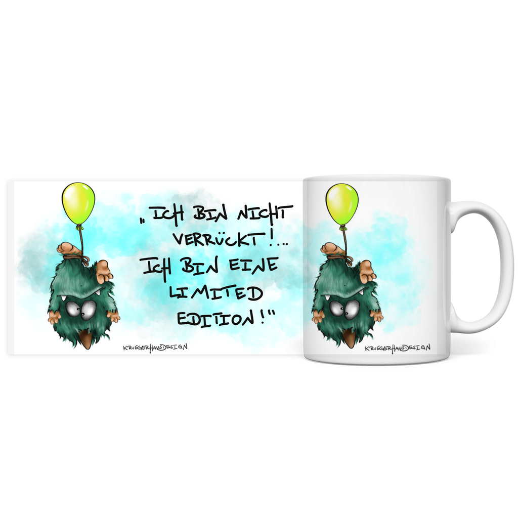 Tasse, Kaffeetasse, Tee, Kruegerhausdesign Monster mit Spruch, 2. Variante, Limited Edition.