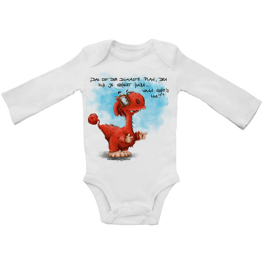 Baby Bio Bodysuite Langarm, Body Kruegerhausdesign Monster mit Spruch, Das ist der dümmste Plan...