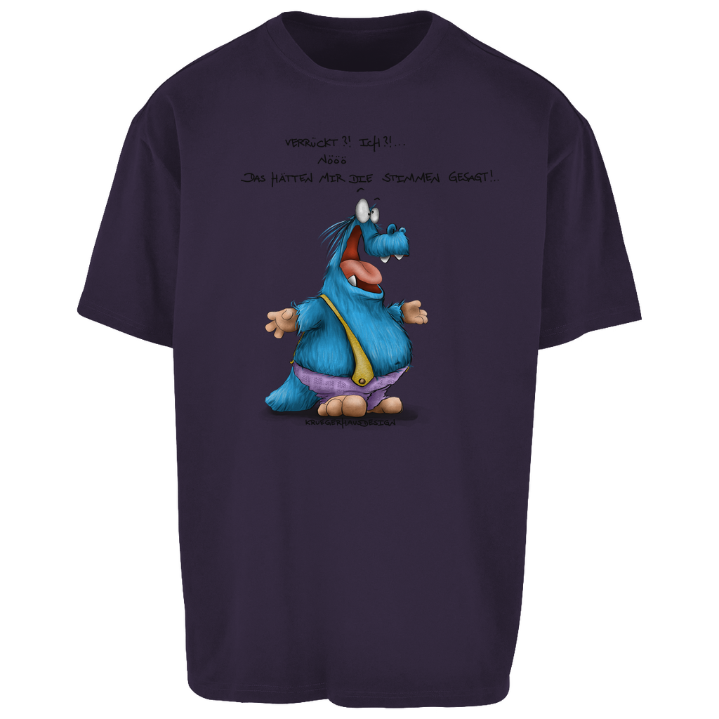 Oversize T-Shirt Kruegerhausdesign Monster Spruch dunkler Schrift „Verrückt?!…“ 300
