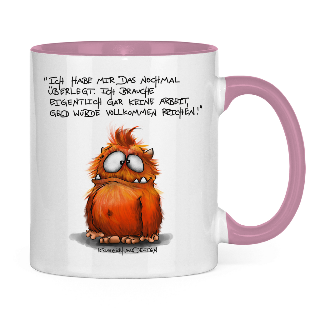 Tasse zweifarbig, Kaffeetasse, Teetasse, Kruegerhausdesign Monster mit Spruch, Ich habe mir das nochmal überlegt... #95