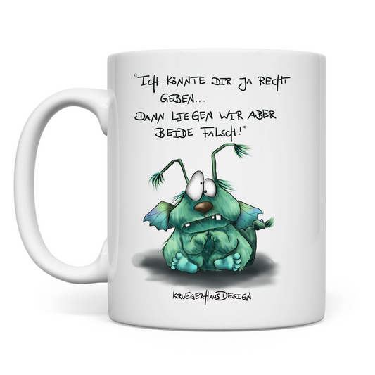 Tasse, Kaffeetasse, Teetasse, Kruegerhausdesign mit Monster und Spruch, Ich könnte dir ja... #36