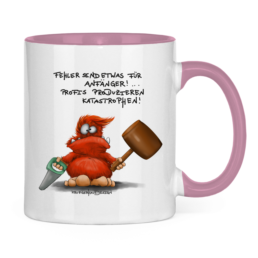 Tasse zweifarbig, Kaffeetasse, Teetasse, Kruegerhausdesign mit Monster und Spruch, Fehler sind etwas... #151