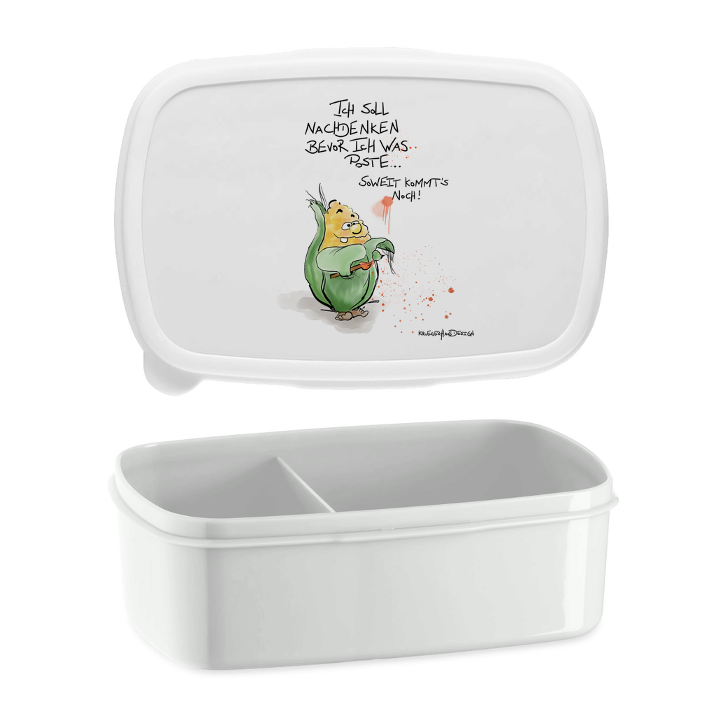 Lunchbox mit Aufteilung, Brotdose, Kruegerhausdesign Monster mit Spruch, Ich soll nachdenken bevor ich was... #8