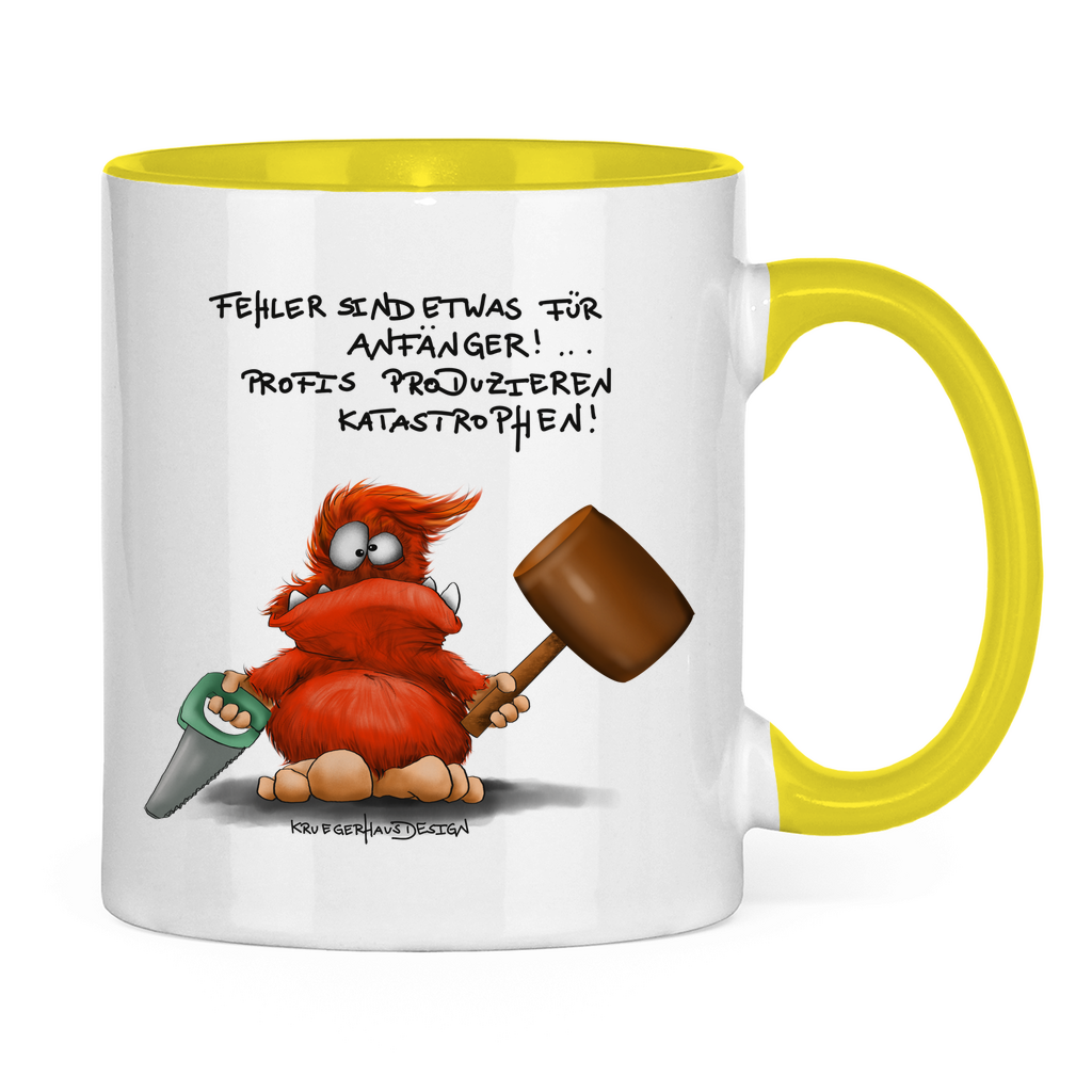 Tasse zweifarbig, Kaffeetasse, Teetasse, Kruegerhausdesign Monster mit Spruche, Fehler sind etwas für... #151