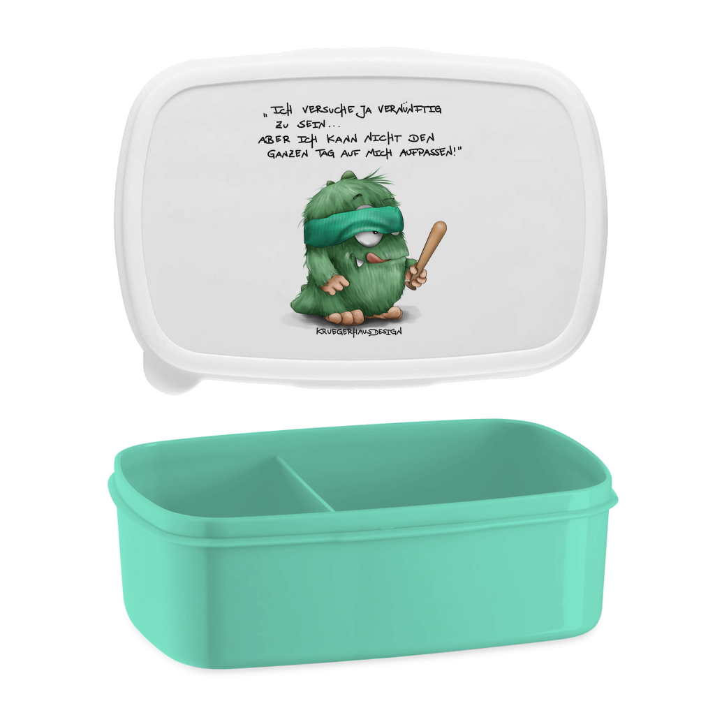 Lunchbox mit Aufteilung, Brotdose, Kruegerhausdesign Monster mit Spruch, Ich versuche ja vernünftig... #172