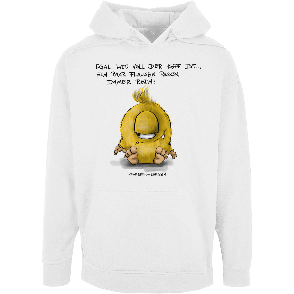 Unisex Oversize Hoody, Kruegerhausdesign Monster mit Spruch, Egal wie voll der Kopf ist, ein paar Flause... #79