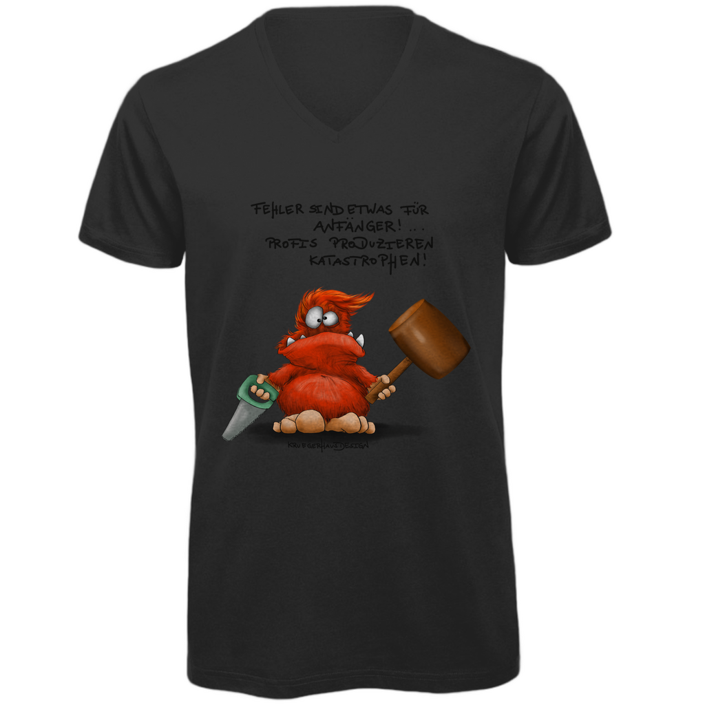 Herren Premium Bio V-Neck T-Shirt. Kruegerhausdesign Monster Spruch, schwarze Schrift, Fehler sind etwas ... #151
