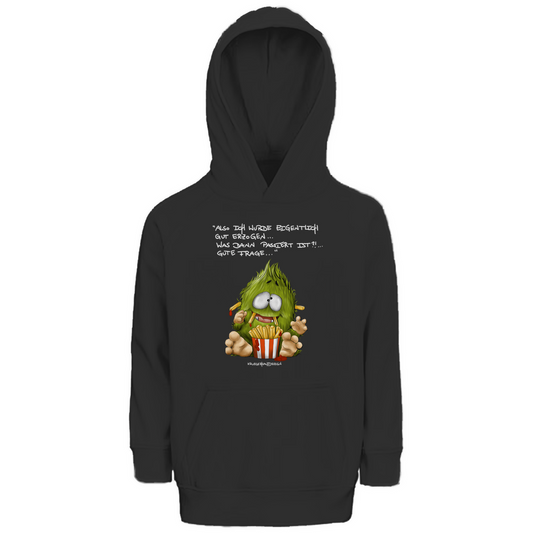 Kinder Premium Bio Hoodie,  Kruegerhausdesign Monster Spruch helle Schrift, also eigentlich bin ich gut... 297a