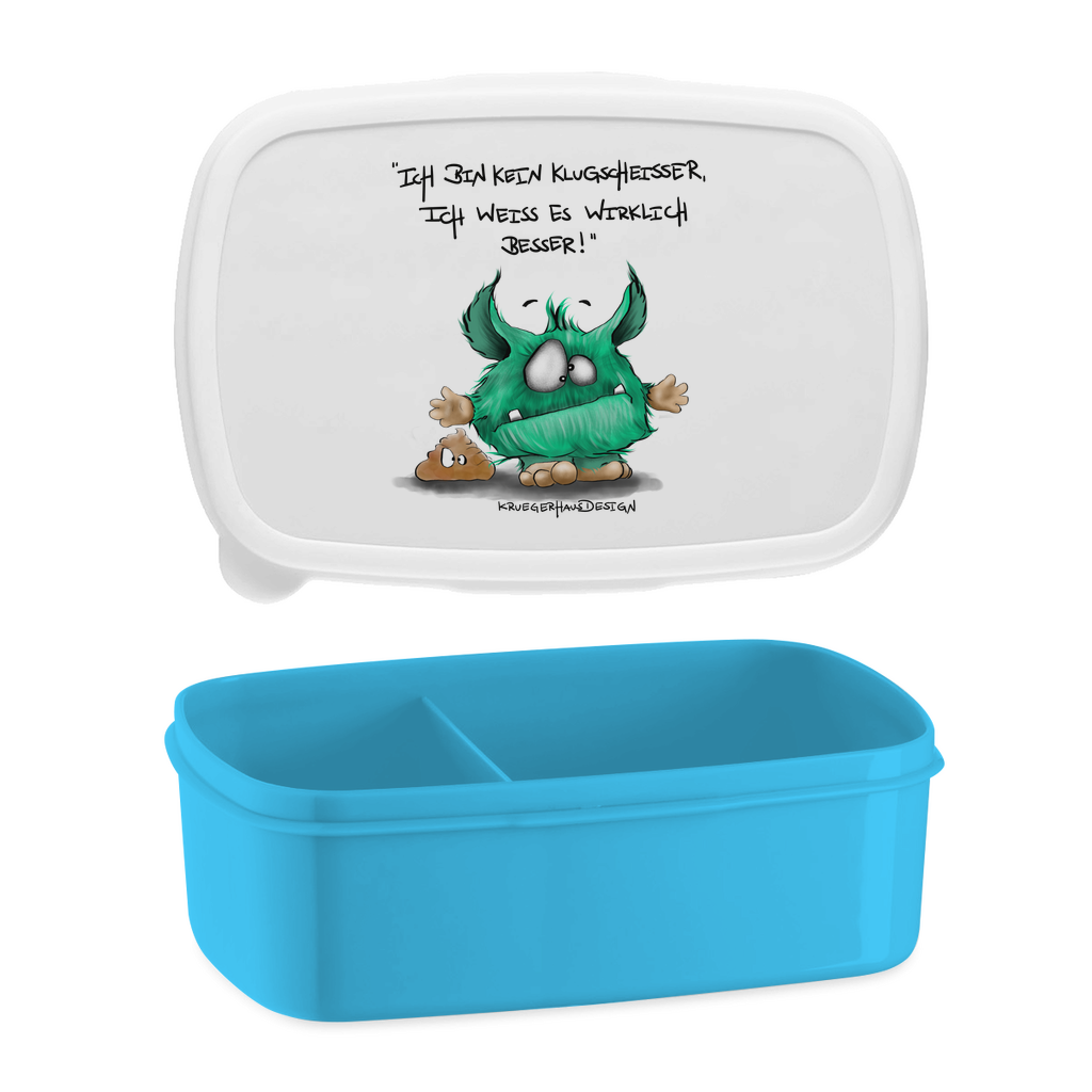 Lunchbox mit Aufteilung, Brotdose, Kruegerhausdesign Monster mit Spruch, Ich bin kein Klugscheisser... #80
