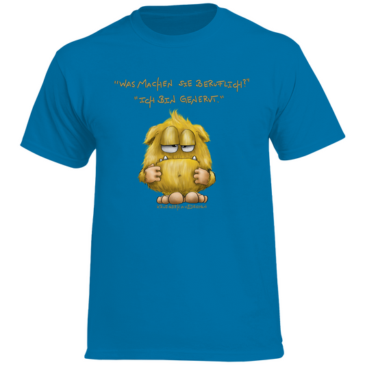 Herren Promo T-Shirt , Kruegerhausdesign Monster mit Spruch, Was machen Sie beruflich? Ich bin genervt... #110hell