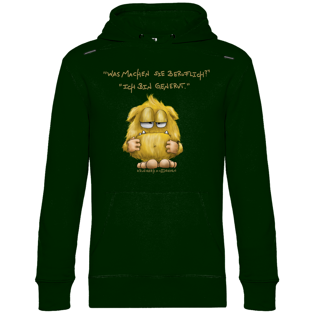 Herren Hoodie, Kruegerhausdesign Monster mit Spruch, Was machen Sie beruflich? Ich bin genervt... #110hell