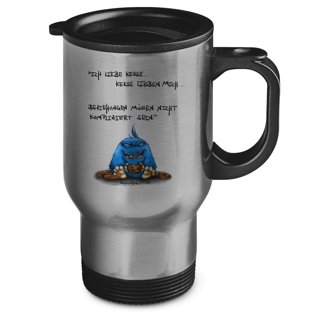 Edelstahl-Thermobecher, Coffee to Go Becher, Tasse, Kruegerhausdesign Monster und Spruch, Ich liebe Kekse und Kekse lieben mich... #28