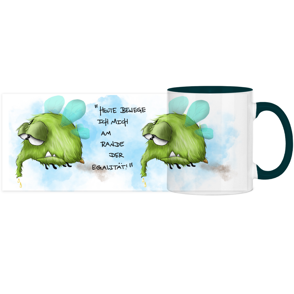 Tasse, Kaffeetasse, Teetasse, zweifarbig, Kruegerhausdesign Monster mit Spruch, 2. Variante, Heute bewege ich mich...