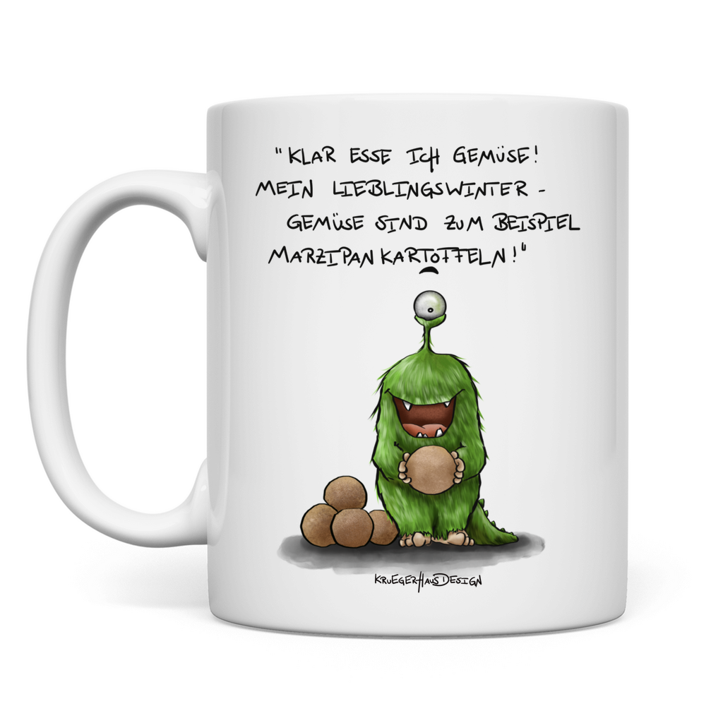 Tasse, Kaffeetasse, Teetasse, Kruegerhausdesign Monster mit Spruch, Klar esse ich Gemüse!... #16