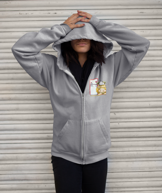 Unisex Hoodie Jacke XXL Druck Kruegerhausdesign Monster in grau Gr.L, Ich hab schon ein paar Kilos verloren...